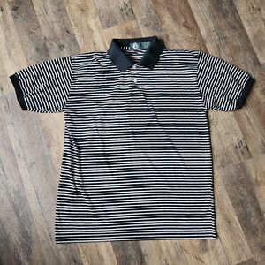 Timber Trail Polo Shirt Mens Medium Black Strips Short Sleeve. In great used...